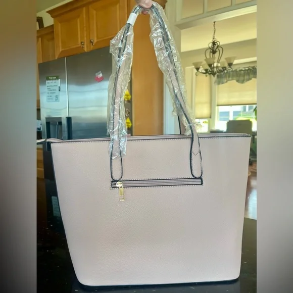 Dusty Rose Vegan Pebble Leather Large Tote Bag - Picture 2 of 7